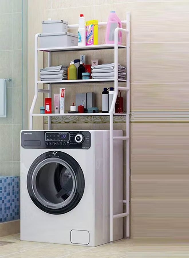 2 Shelf Towel Storage Rack Organizer Over The Toilet Bathroom Space Saver White 65 X 25 X 160cm - Image 1
