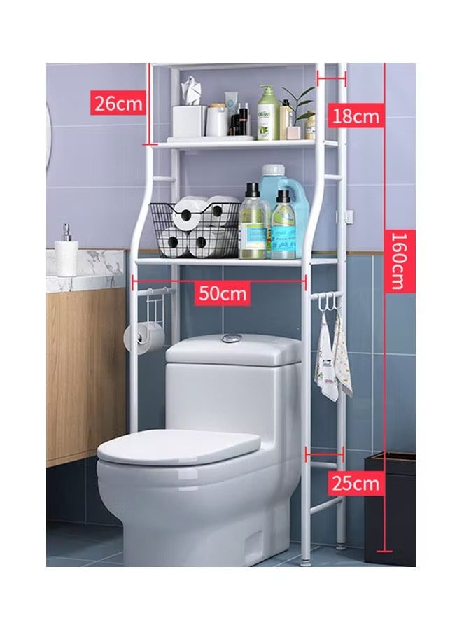 2 Shelf Towel Storage Rack Organizer Over The Toilet Bathroom Space Saver White 65 X 25 X 160cm - Image 2