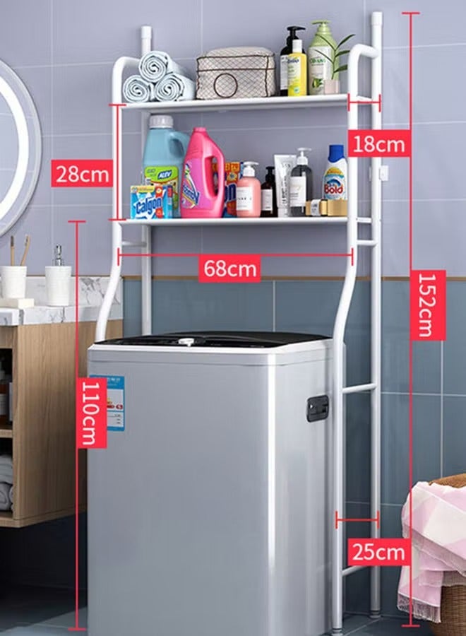 2 Shelf Towel Storage Rack Organizer Over The Toilet Bathroom Space Saver White 65 X 25 X 160cm - Image 3