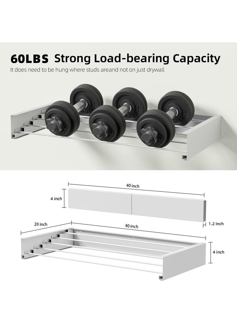 KYD Foldable Wall-Mounted Laundry Drying Rack - Retractable, 5 Aluminum Rods, Indoor/Outdoor Use, White - Image 3