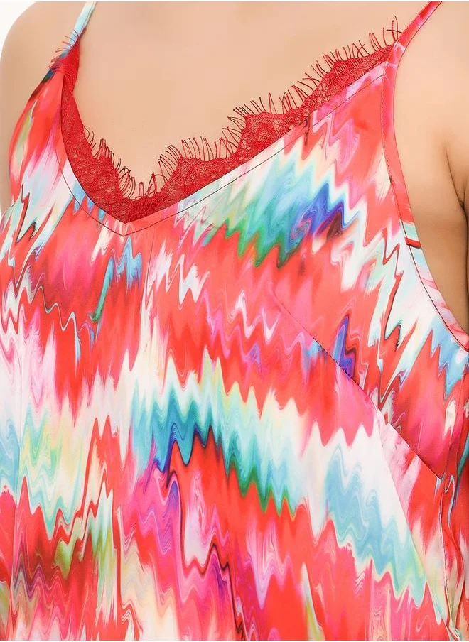 كلوفيا Satin Marble Print Cami & Pyjama Set by Styli