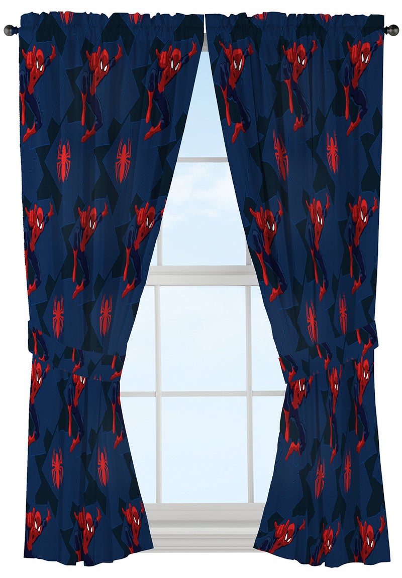 Jay Franco Marvel Spiderman Classic Saving The Day 63 Decorative CurtainDrapes 4Piece Set 2 Panels 2 Tiebacks