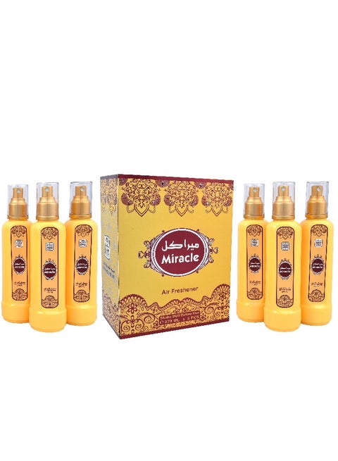 Miracle Air Freshener Spray 270ml (Pack of 6) - Long-Lasting Odor Eliminator for Home & Car, Refreshing Scent for Daily Use in Any Space