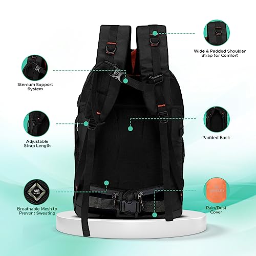 Wesley Spartan Unisex Travel Hiking Laptop Bag fits Upto 17.3 inch with Raincover and Internal Organiser Backpack Rucksack College Backpack - Image 4