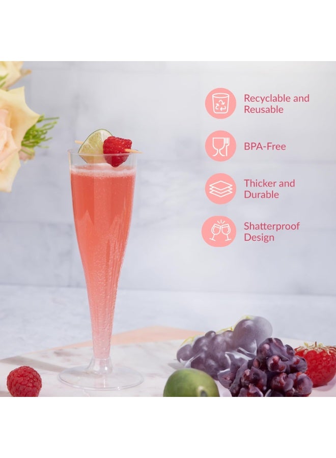 بواو طقم من 50 كأس شامبانيا بلاستيكي شفاف من BOAO - سعة 4.5 أونصة من الكؤوس المقاومة للكسر - مناسب لحفلات الزفاف وحفلات الكوكتيل والاحتفالات الخارجية - Image 3