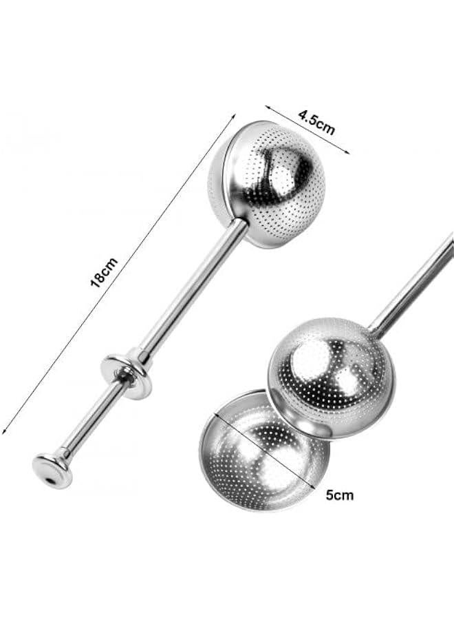 2PCS Long Handle Tea Strainer, Stainless Steel Mesh Tea Ball Tea Strainer, Powdered Sugar Shaker Duster Sifter, Retractable Tea Infusers, Stainless Dusting Wands for Loose Tea, Spice, Seasoning  - Image 2