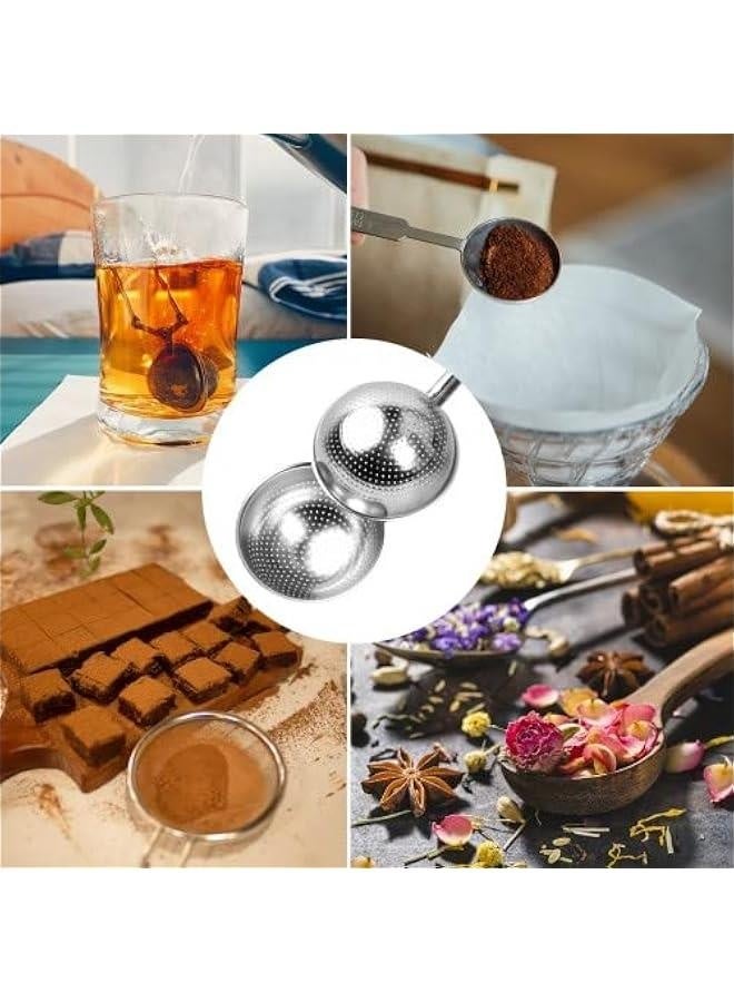 2PCS Long Handle Tea Strainer, Stainless Steel Mesh Tea Ball Tea Strainer, Powdered Sugar Shaker Duster Sifter, Retractable Tea Infusers, Stainless Dusting Wands for Loose Tea, Spice, Seasoning  - Image 5