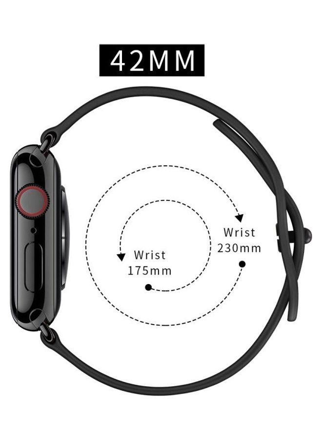 NIBEMINENT Double Hole Leather Watchband For Apple Watch Series 7/6/SE/5/4/3/2/1 45/44/42mm Black - Image 5
