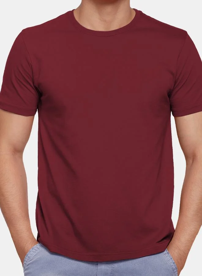 The Souled Store Men Burgundy Cotton T-Shirt