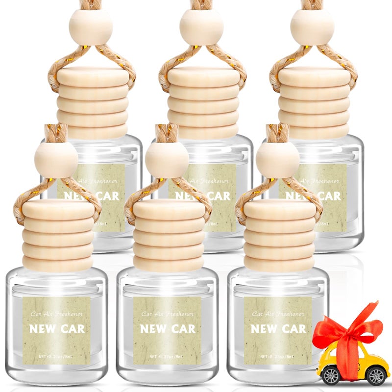 AROIC 6 Pack Car Air Freshener Hanging, New Car Scent Natural Plant Essential Oil Fragrance Diffuser, Unisex Air Freshener Aromatherapy Effectively Eliminates Odors Long-Lasting Fresh Scent (8ml Each) - Image 1