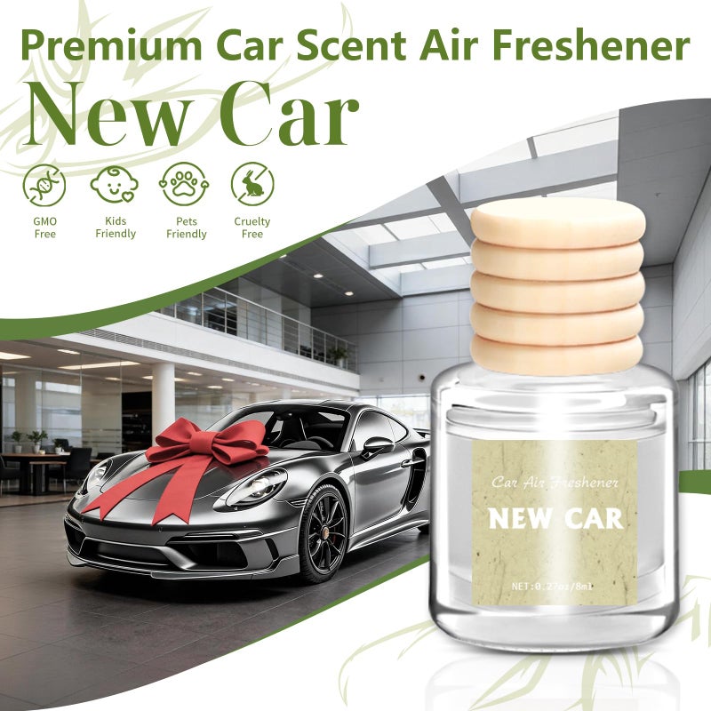 AROIC 6 Pack Car Air Freshener Hanging, New Car Scent Natural Plant Essential Oil Fragrance Diffuser, Unisex Air Freshener Aromatherapy Effectively Eliminates Odors Long-Lasting Fresh Scent (8ml Each) - Image 4