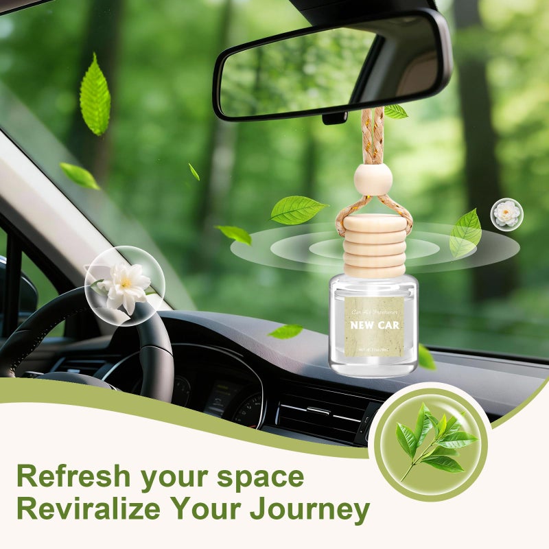 AROIC 6 Pack Car Air Freshener Hanging, New Car Scent Natural Plant Essential Oil Fragrance Diffuser, Unisex Air Freshener Aromatherapy Effectively Eliminates Odors Long-Lasting Fresh Scent (8ml Each) - Image 3