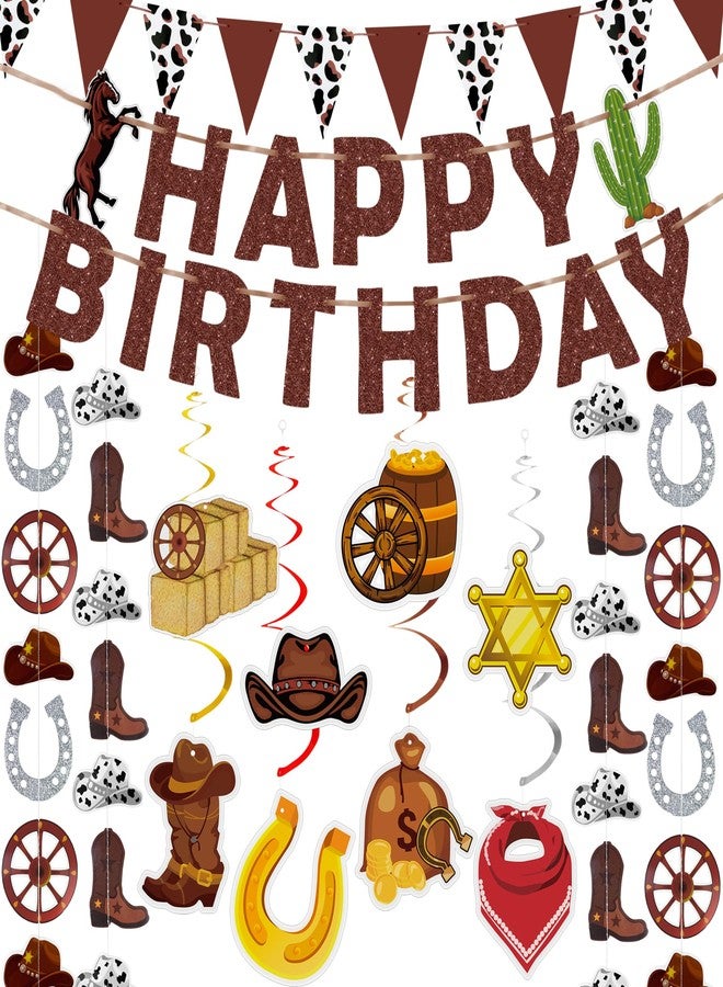 KEEPARTY 23 PCS Western Party Decorations Set - Cowboy Birthday Banner, Hanging Swirls, Streamers for Party Supplies - Image 1