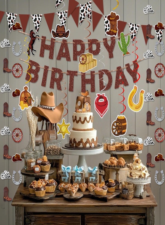 KEEPARTY 23 PCS Western Party Decorations Set - Cowboy Birthday Banner, Hanging Swirls, Streamers for Party Supplies - Image 5