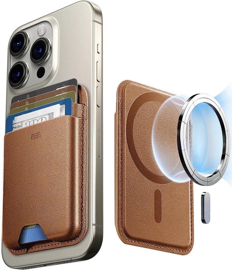 Sinjimoru MagSafe Wallet with 5-Card Capacity, Slim Vegan Leather Magnetic Phone Wallet for iPhone 12-16 Series, Assorted Colors - Image 2