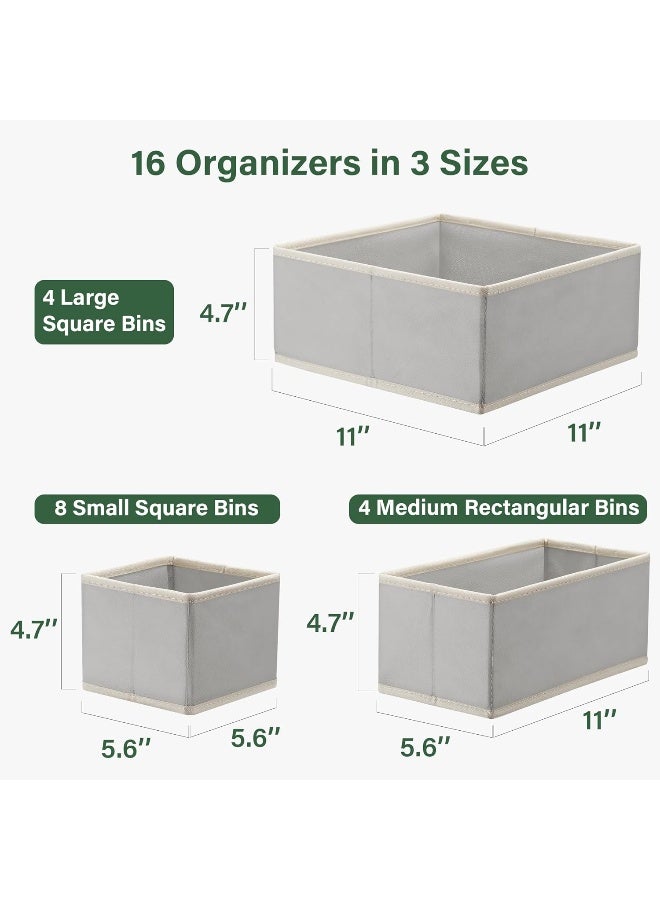 Kootek Kootek 16 Pack Drawer Organizer Clothes, Dresser Drawer Organizers for Clothing Fabric Foldable Closet Organizers and Storage Bins for Baby Clothes, Nursery, Underwear, Bras, Socks  - Image 2