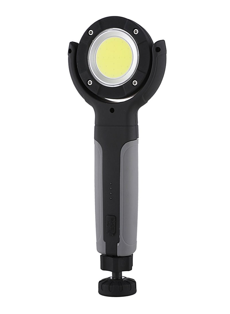 TEXEEM LED Work Light, 250 Lumens, Rechargeable with 2000mAh Battery, 360° Magnetic Swivel Base, 300° Rotatable Head, USB Charging, Black and Silver, 90x230mm - Image 1