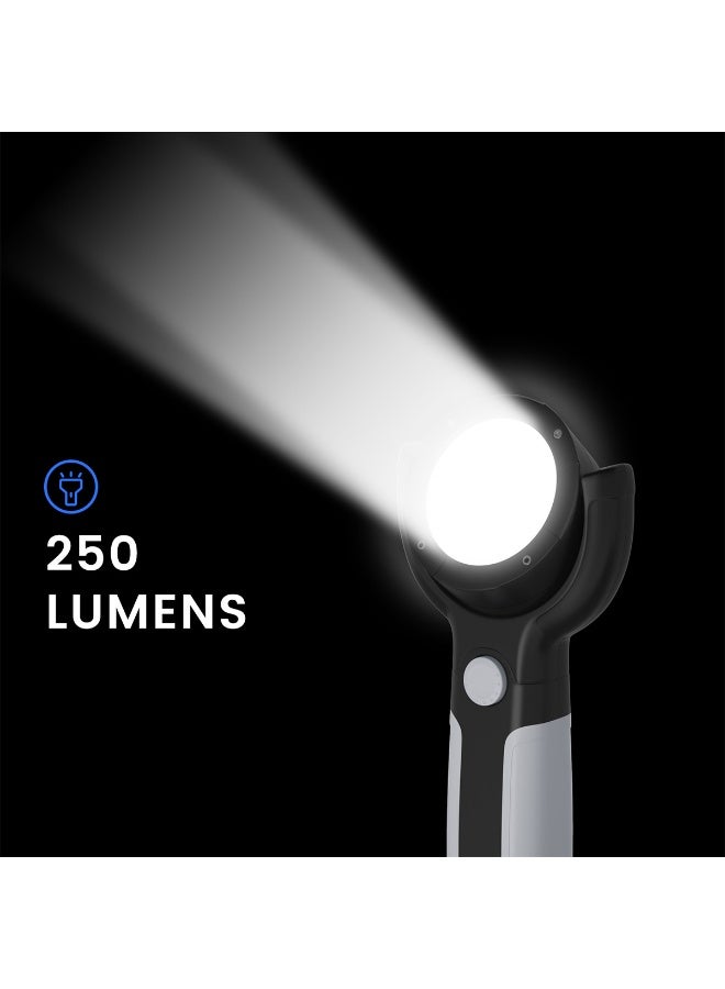 TEXEEM LED Work Light, 250 Lumens, Rechargeable with 2000mAh Battery, 360° Magnetic Swivel Base, 300° Rotatable Head, USB Charging, Black and Silver, 90x230mm - Image 4