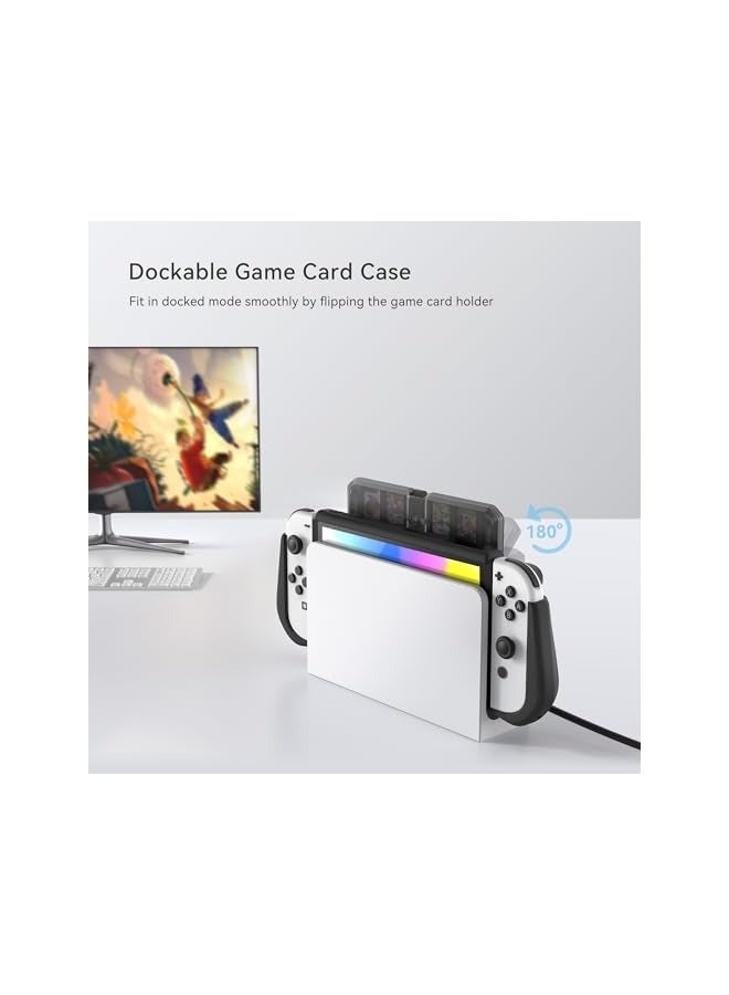 PROMASS Switch OLED Case Compatible with Nintendo Switch OLED Model 2021, with Flip Design Game Card Holder, Ergonomic Comfort TPU Grip Protective Case for Switch OLED, Games and Joy-Cons, Black - Image 2