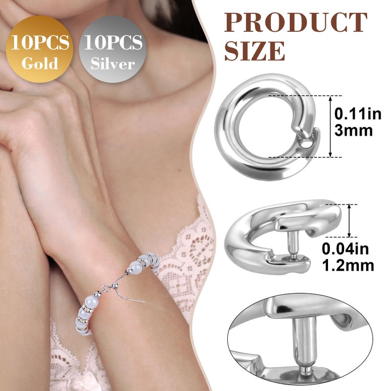 Winsyison 20pcs Split Open End Jump Ring, 18K Gold & Silver Plated Locking Circle Clasp Ring, ID 3mm Connector Accessories for Earrings Bracelets Necklaces DIY Crafts Jewelry Making - Image 2