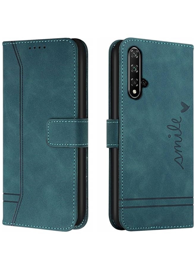 BGM - Case for Huawei Nova 5T/Honor 20, PU Leather Wallet Flip Protective Phone Case Cover with Card Slots Shockproof Cover for Huawei Nova 5T (Nova 5T/Honor 20, Green) - Image 1