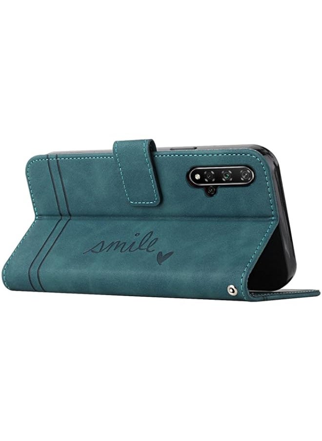BGM - Case for Huawei Nova 5T/Honor 20, PU Leather Wallet Flip Protective Phone Case Cover with Card Slots Shockproof Cover for Huawei Nova 5T (Nova 5T/Honor 20, Green) - Image 1