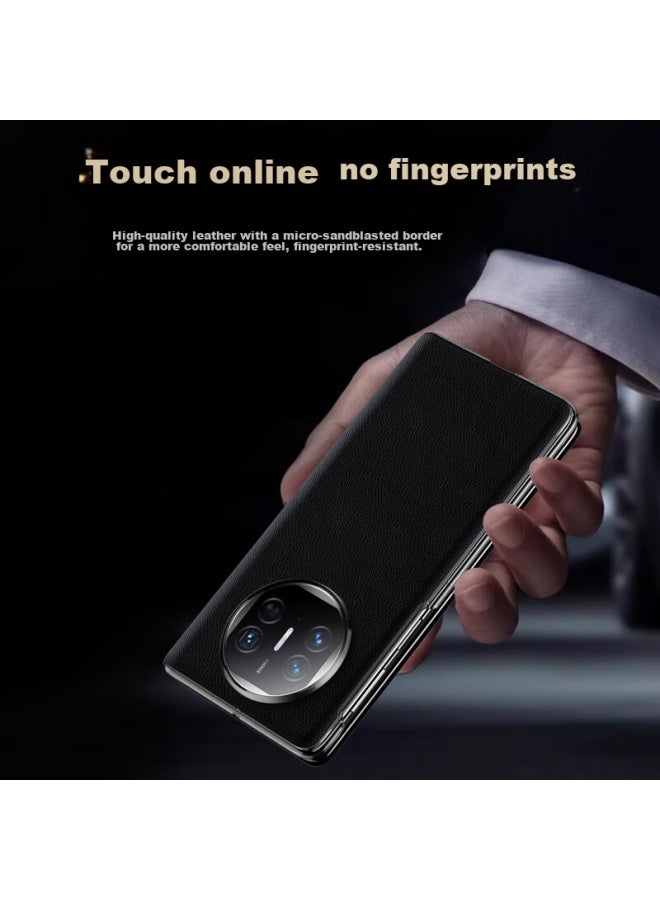 To Lonnie Zilangni, Suitable For Huawei X5 Phone Case, Matex5 Collector's Edition Protective Cover, Foldable Screen Ultra-thin Full Protection Anti-drop Genuine Leather Magnetic Flip Cover, High-end Business Style For Men And Women, Xuan Black Color - Image 3