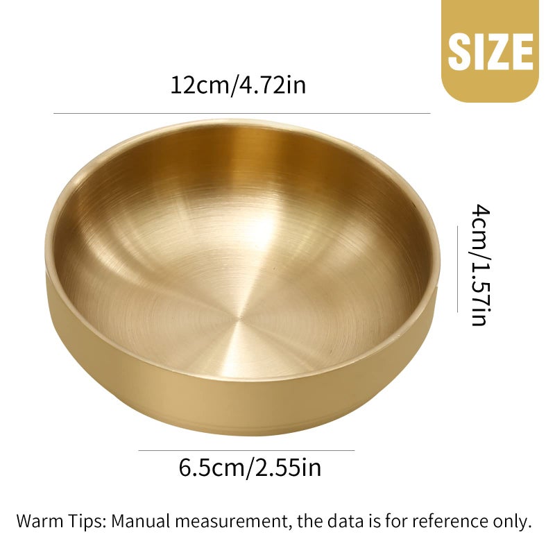 MDEOOSKY 4PCS Large Stainless Steel Sauce Dish 4.72inch Appetizer Plates Double-Deck Plates 304 Stainless Steel Plates for Oil Vinegar Juice Salad Appetizer Side Dish Ketchup (Gold 4.72IN) - Image 2
