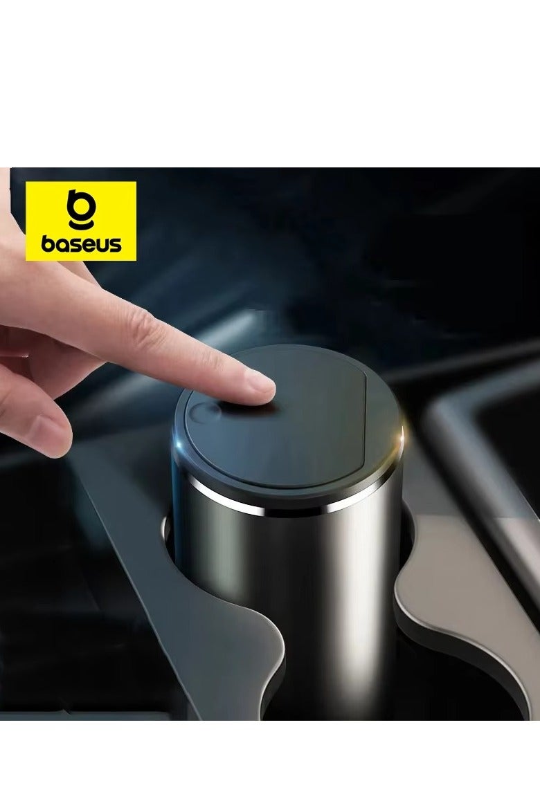 Baseus Compact Car Trash Can – Elegant Matte Finish, Premium Aluminum Alloy, Leak-Proof Inner Liner, One-Touch Spring-Loaded Lid, Fits Cup Holders & Door Pockets, Includes Free Trash Bags, Silent Smooth Closure – Versatile for Car, Home & Office  - Image 2