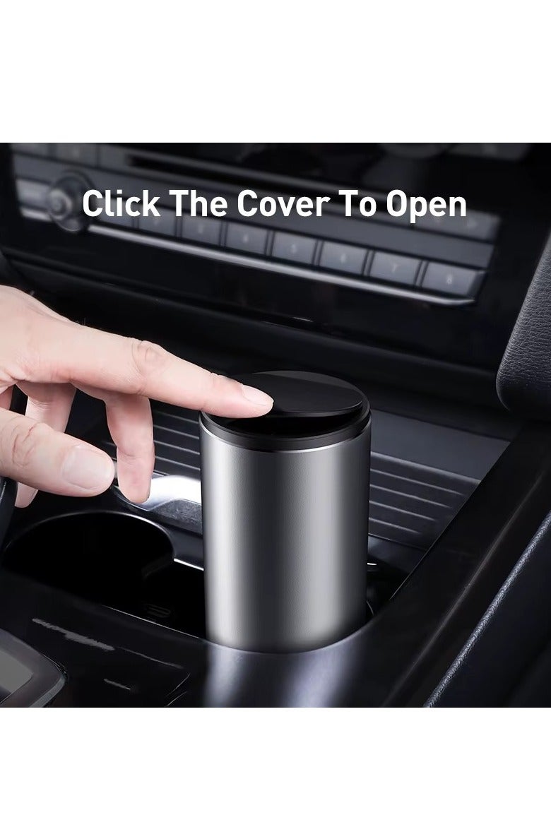 Baseus Compact Car Trash Can – Elegant Matte Finish, Premium Aluminum Alloy, Leak-Proof Inner Liner, One-Touch Spring-Loaded Lid, Fits Cup Holders & Door Pockets, Includes Free Trash Bags, Silent Smooth Closure – Versatile for Car, Home & Office  - Image 4