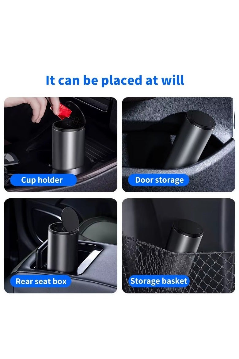 Baseus Compact Car Trash Can – Elegant Matte Finish, Premium Aluminum Alloy, Leak-Proof Inner Liner, One-Touch Spring-Loaded Lid, Fits Cup Holders & Door Pockets, Includes Free Trash Bags, Silent Smooth Closure – Versatile for Car, Home & Office  - Image 3