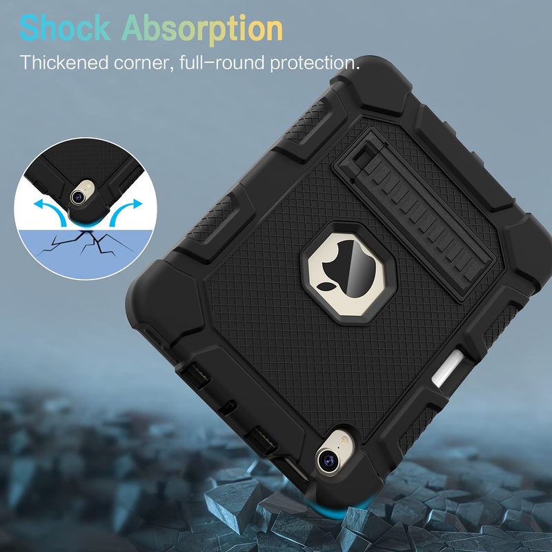 Azzsy Case for iPad mini 7 A17 Pro 2024 / iPad mini 6 2021 8.3 Inch, Heavy Duty Shockproof Rugged Protective Case for iPad mini 7th/6th Generation 8.3", Black - Image 3