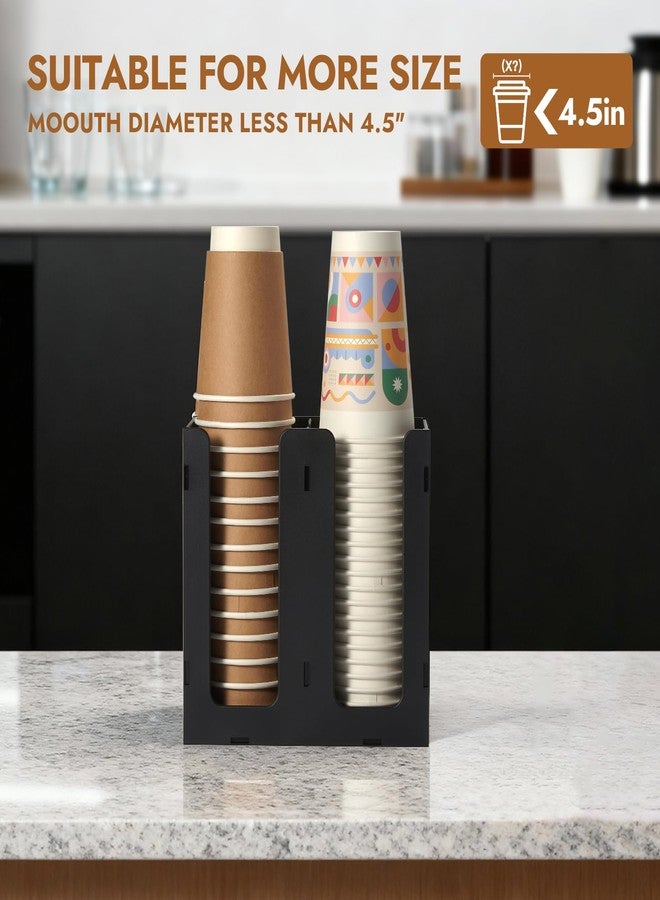 CURTA 2 Compartment Splicing Disposable Paper Cup Dispenser, Coffee and Lid Storage Organizer Holder for Countertop Bar,Restaurant,Breakroom,Party, Black - Image 4