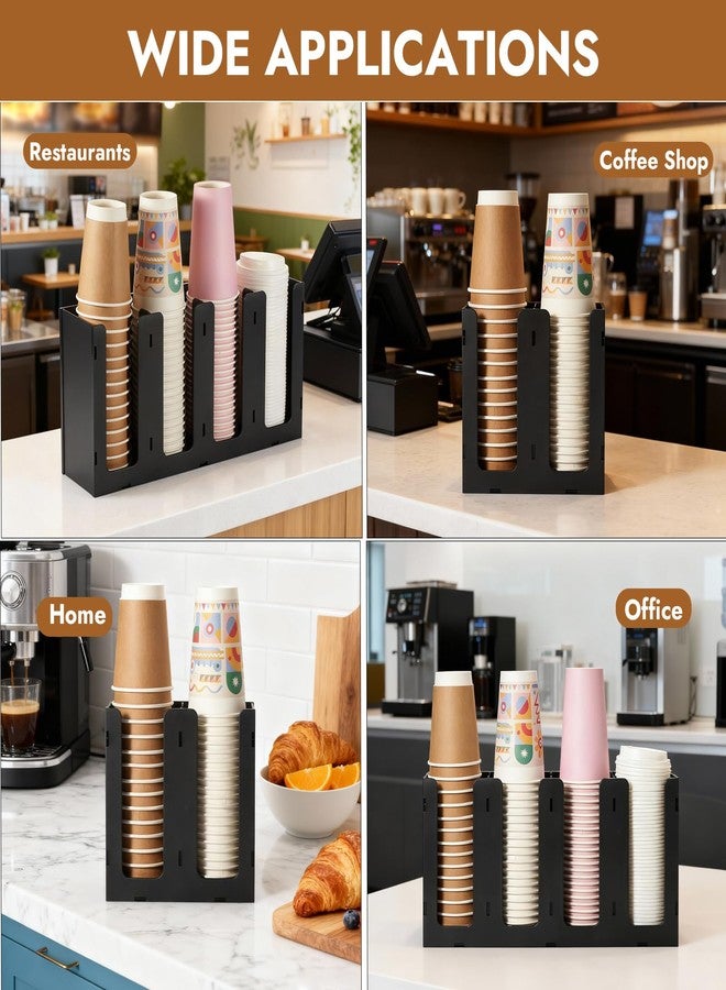 CURTA 2 Compartment Splicing Disposable Paper Cup Dispenser, Coffee and Lid Storage Organizer Holder for Countertop Bar,Restaurant,Breakroom,Party, Black - Image 5