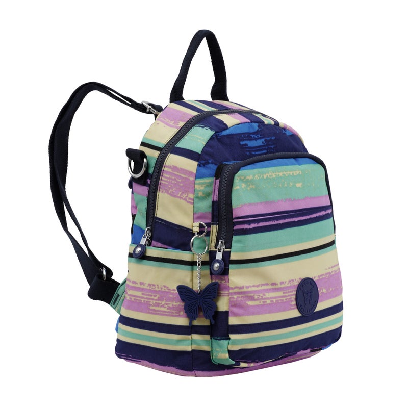CAPRICE COLLECTION Unisex Medium Backpack – Multi Color Stripes, Water-Resistant Nylon, 15L, Adjustable Straps - Image 5