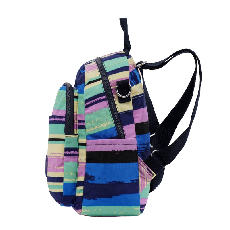 CAPRICE COLLECTION Unisex Medium Backpack – Multi Color Stripes, Water-Resistant Nylon, 15L, Adjustable Straps - Image 3