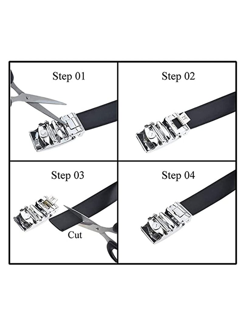Excefore - Mens Belt,Genuine Leather Fashion Belt Ratchet Dress Belt with Automatic Buckle, Soft Leather Business Belt Fashion for Casual Dress Jeans Khakis (Silver Buckle, Black) - Image 1