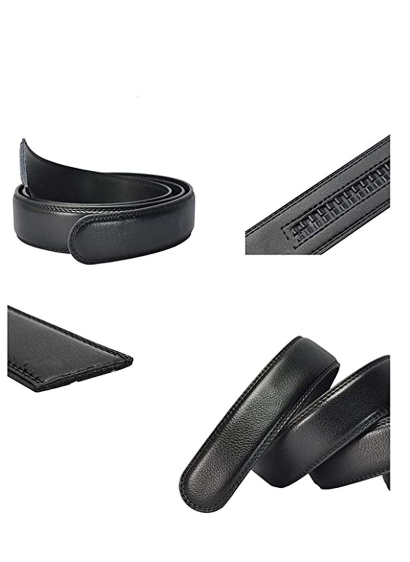 Excefore - Mens Belt,Genuine Leather Fashion Belt Ratchet Dress Belt with Automatic Buckle, Soft Leather Business Belt Fashion for Casual Dress Jeans Khakis (Silver Buckle, Black) - Image 1