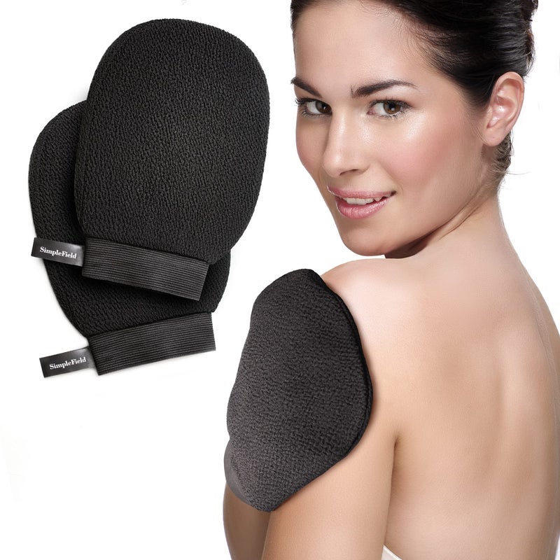 SimpleField Korean Exfoliating Mitt for Remove Dead Skin 2 Pack 100 Viscose Kessa Deep Exfoliating Gloves for Body Scrub Keratosis Pilaris and Self Tanning Removal Easily Smooth Skin Surface