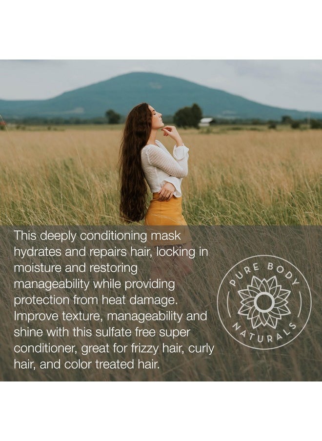 PURE BODY NATURALS Coconut Oil Hair Mask Deep Conditioning Hair Treatment For Dry Damaged And Color Treated Hair Sulfate Free Hair Conditioner Moisturizes Repairs 8.8 Fl Oz  - Image 2