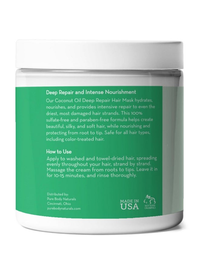 PURE BODY NATURALS Coconut Oil Hair Mask Deep Conditioning Hair Treatment For Dry Damaged And Color Treated Hair Sulfate Free Hair Conditioner Moisturizes Repairs 8.8 Fl Oz  - Image 5