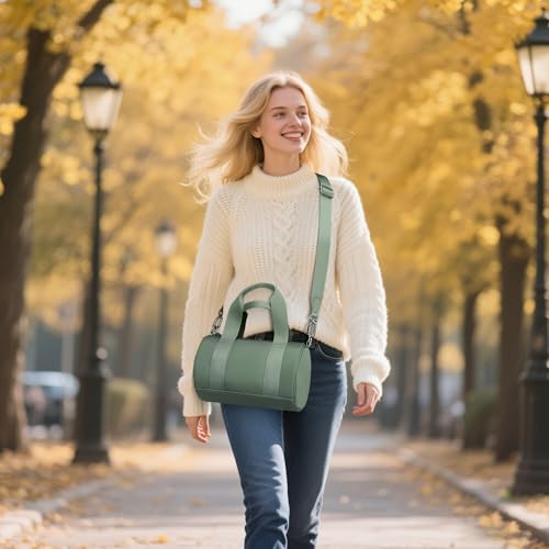 FODOKO mini Gym Bag for Women barrel purseCrossbody Duffel Bags Handbag from Gym to TravelGreen - Image 3