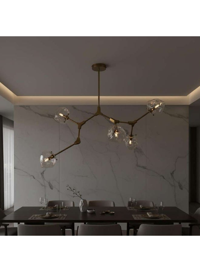 Pan Home مصباح معلق زجاجي 5-ضوء - ذهبي - Image 2