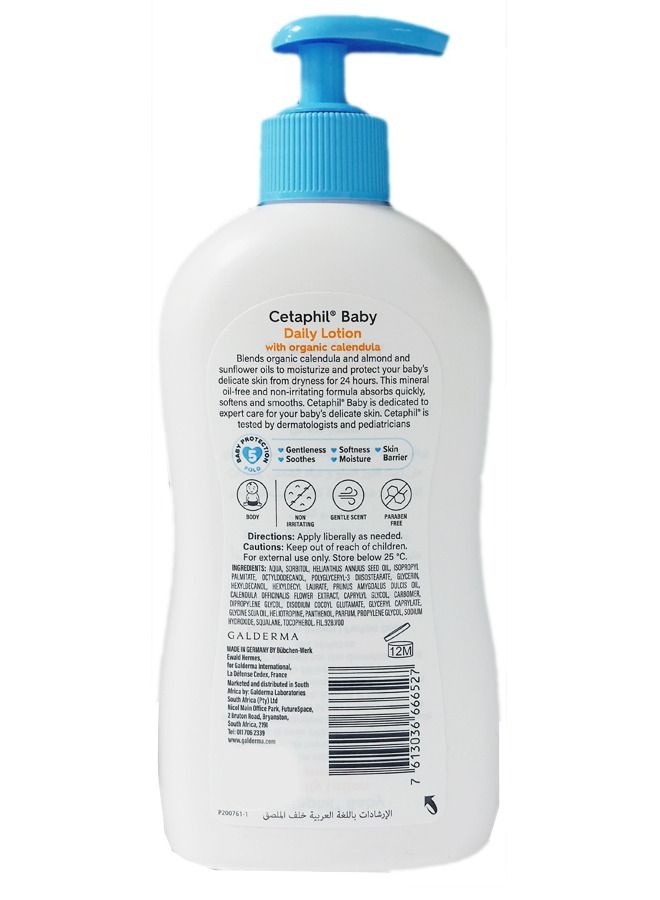 Cetaphil Baby Daily Lotion, Delicate Face & Body Moisturizer for Sensitive Skin with Organic Calendula, Unscented, 400ml - Image 2