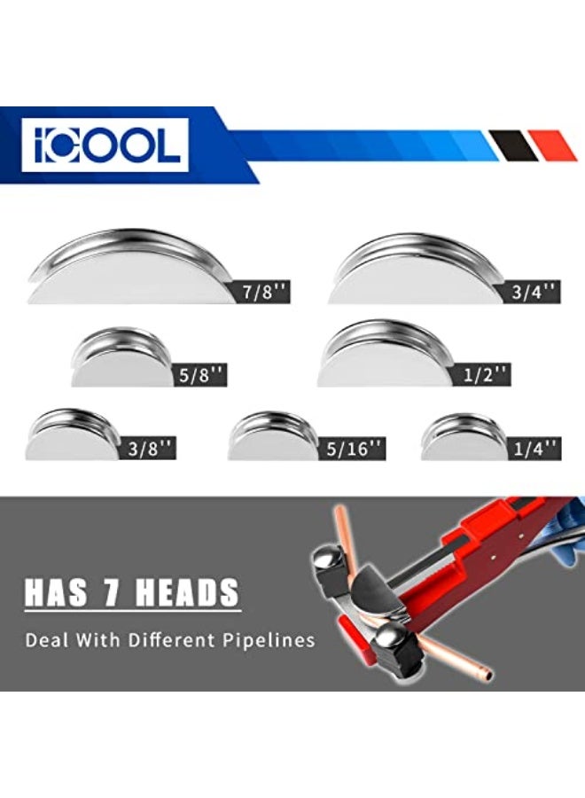 icooler ICOOL Tubing Bender Kit Hand Tool 1/4 to 7/8 Inch for Soft Copper Aluminum HVAC Refrigeration System Maintenance, with Tube Cutter - Image 3