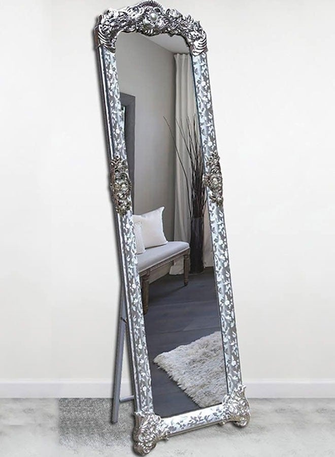 Full Length Mirror，Large Rectangular Floor Mirror，Full Length Decorative Standing Mirror，Freestanding bedroom dressing mirror，Suitable for bedroom, living room, clothing store（silver，JZ-8132) - Image 1