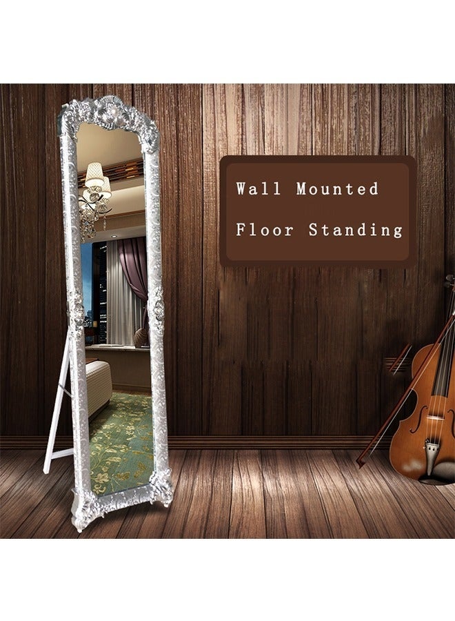 Full Length Mirror，Large Rectangular Floor Mirror，Full Length Decorative Standing Mirror，Freestanding bedroom dressing mirror，Suitable for bedroom, living room, clothing store（silver，JZ-8132) - Image 4