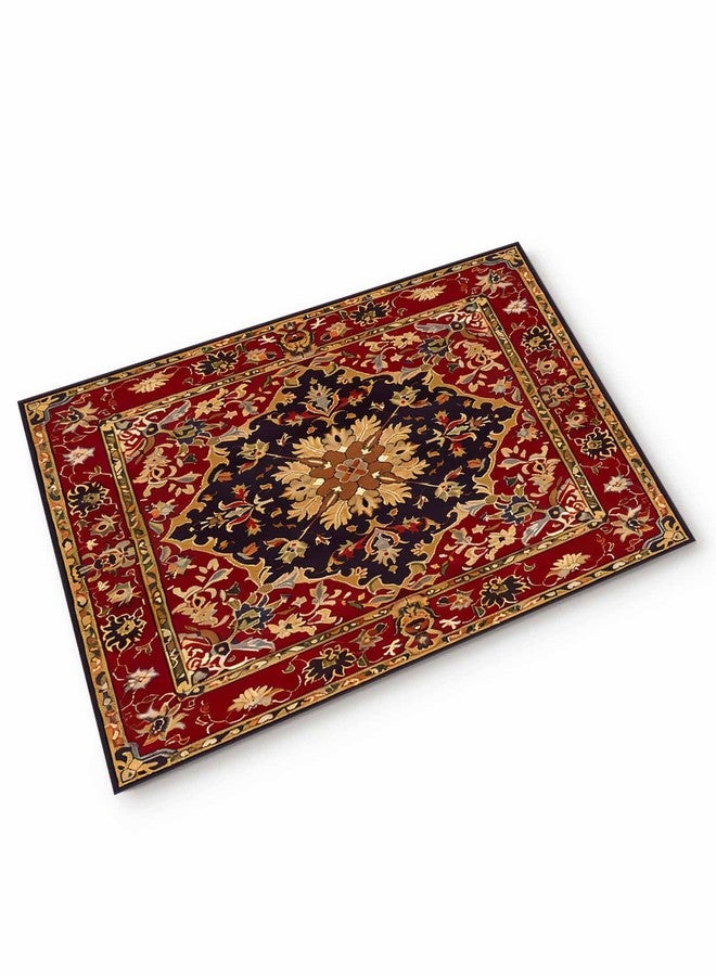 Homechoid Red Medallion Floral Front Door Mat for Indoor Entrance 16x24 Inche, Retro Traditional Oriental Boho Tribal Absorbent Doormat for Bathroom/Garage/Kitchen/Entry/Back, Washable - Image 1