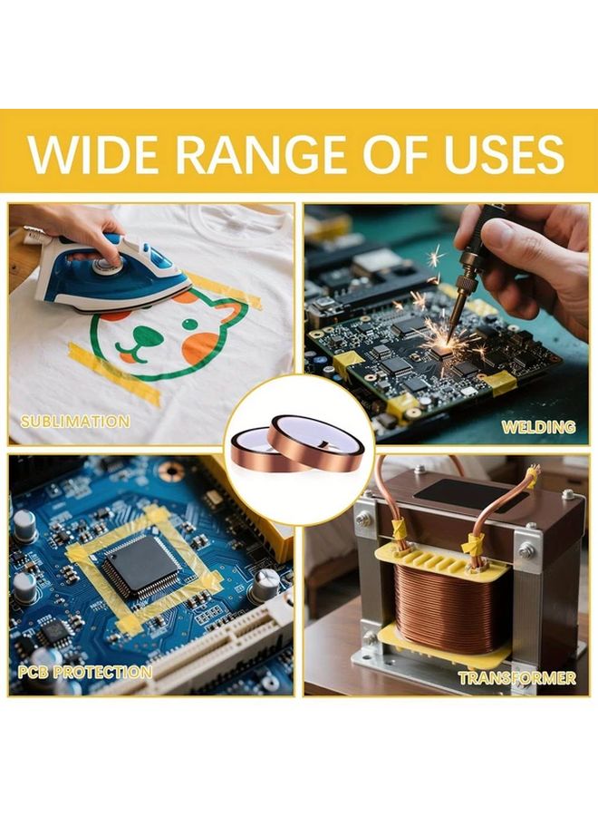 High Temperature Heat Resistant Polyimide Tape 10mm No Residue For Phone Repair Battery Binding - Image 3