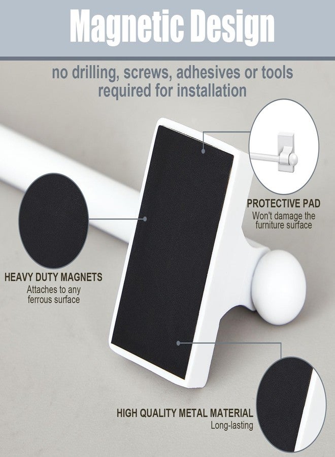 Yaocom 4 Pcs Magnetic Curtain Rods for Metal Door 28 to 48 Inch, 1/2" Multi-use Adjustable Appliance Magnetic Rod for Window Frames, Cabinets, Refrigerators, Dishwashers (White) - Image 3